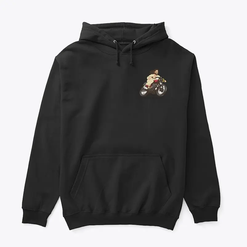 Jesus Christ on a Motorbike Hoodie by MaximBady (Back and Front Print)